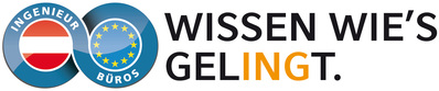 Logo der österreichischen Ingenieurbüros mit dem Schriftzug „Wissen wie’s gelingt“